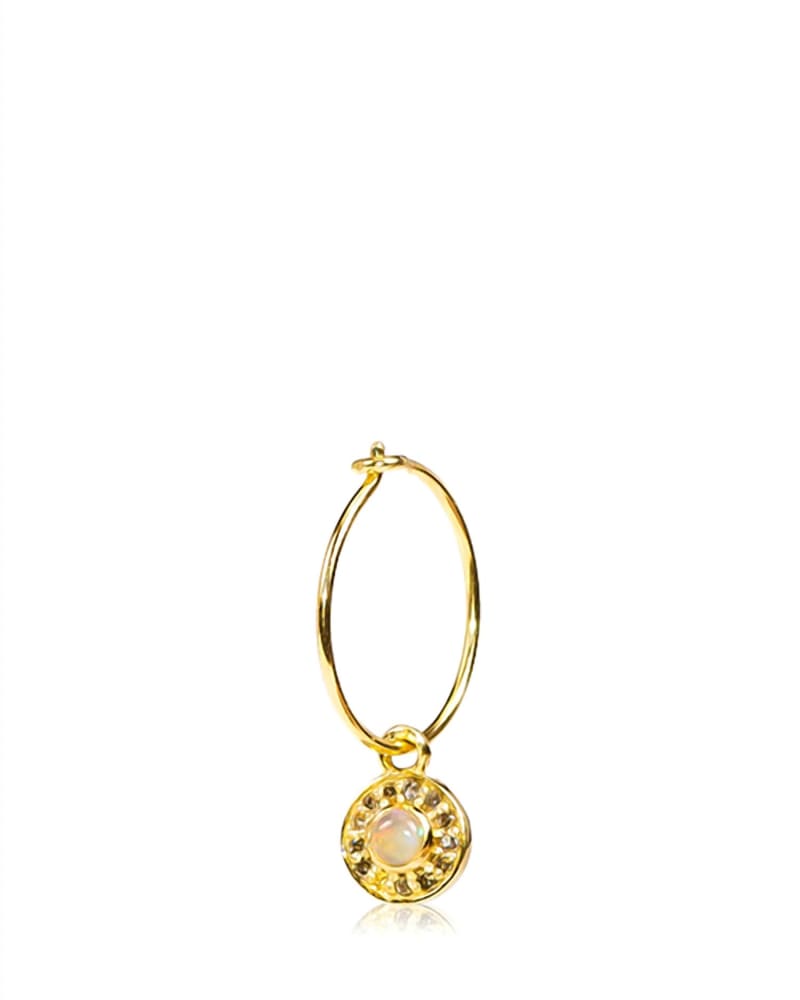 Front of a size O/S Mini Opal Hoop Earring in Silver/Yellow Gold in Silver/Yellow Gold by EYE M. | dia_product_style_image_id:329601